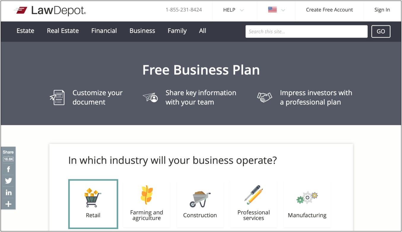 1 Page Business Plan Template Free