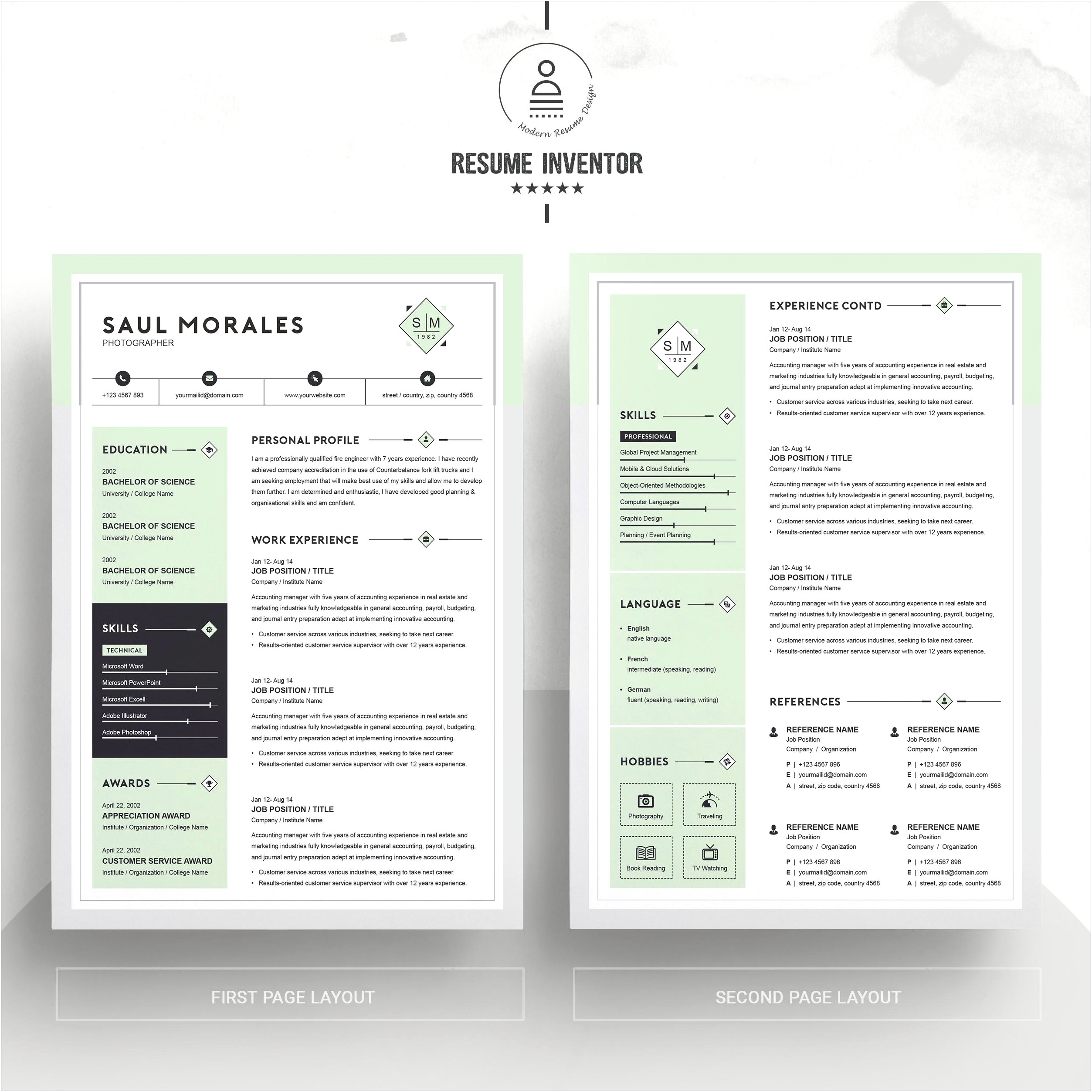 1 Page Cv Template Free Download