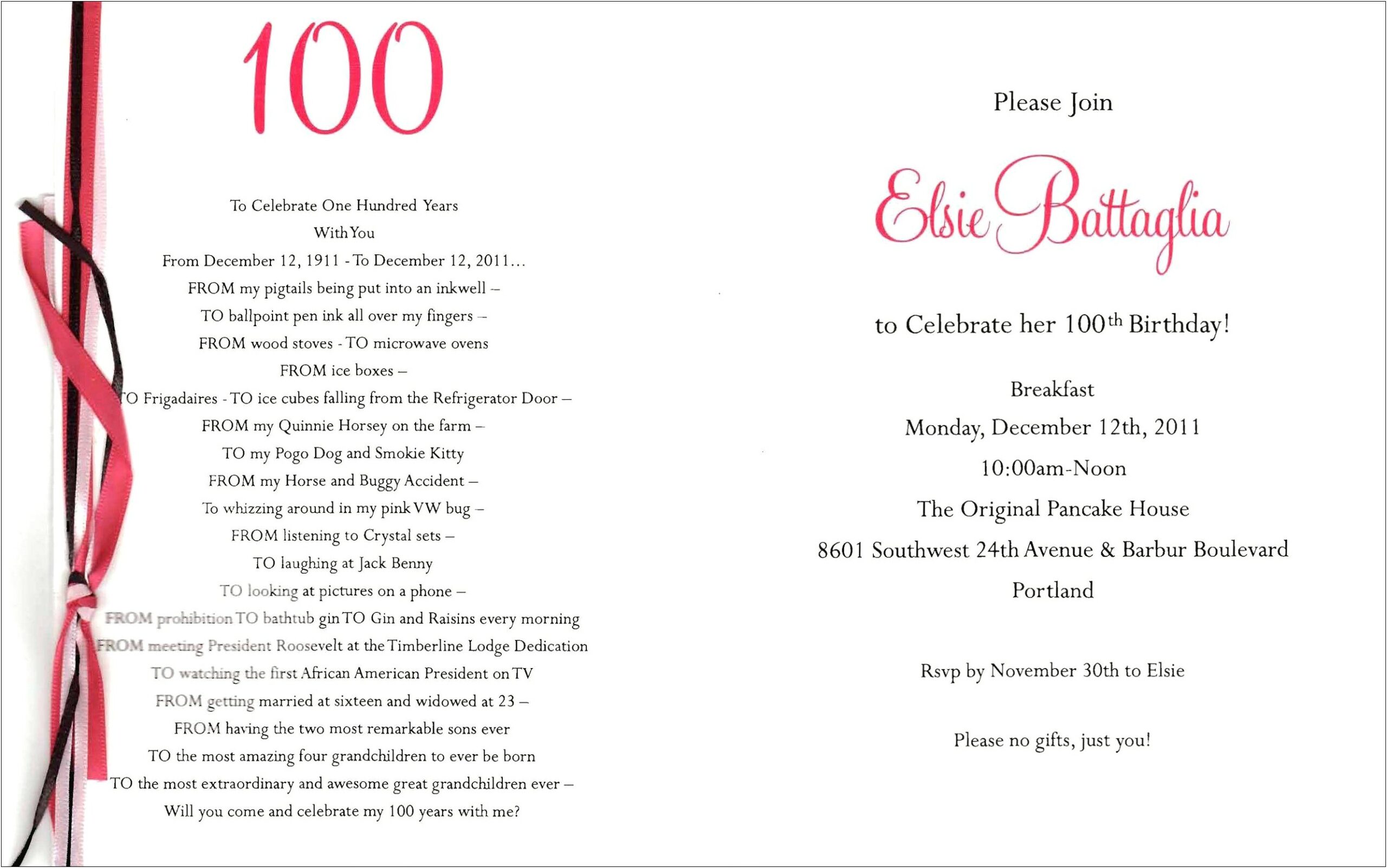 100th Birthday Party Flyer Templates Free