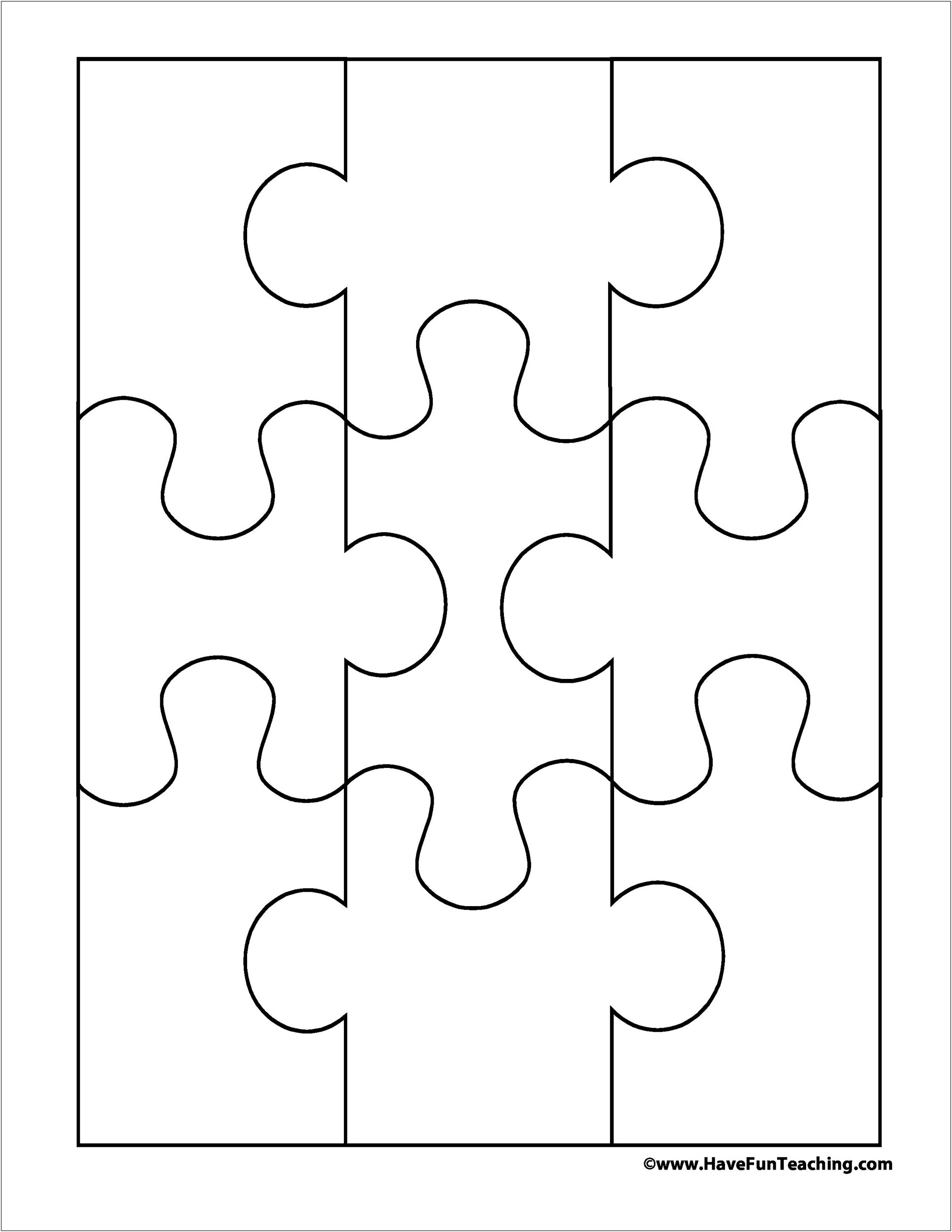 12 Piece Jigsaw Puzzle Template Free