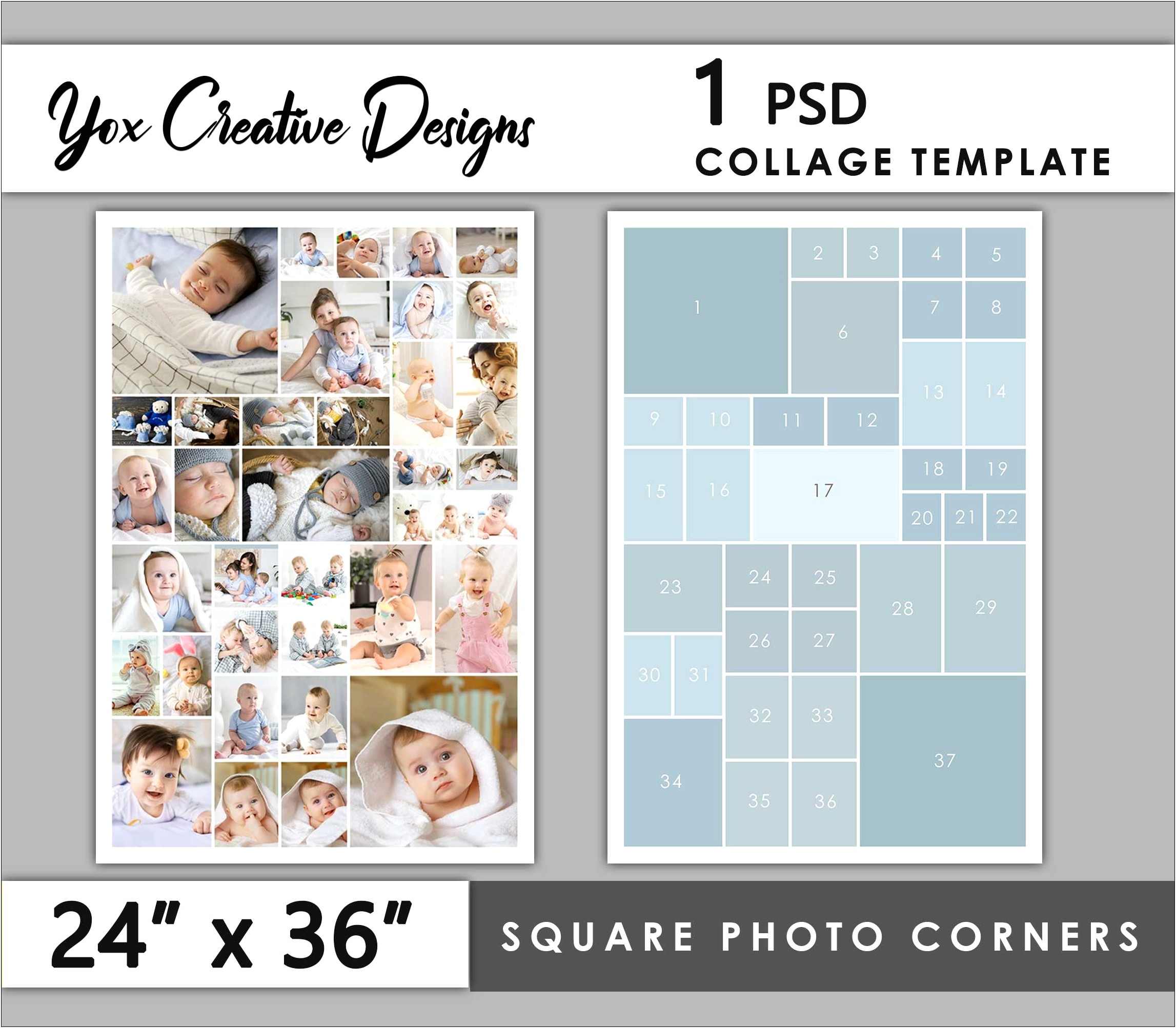 12 Square Collage Template Photoshop Storyboard Free