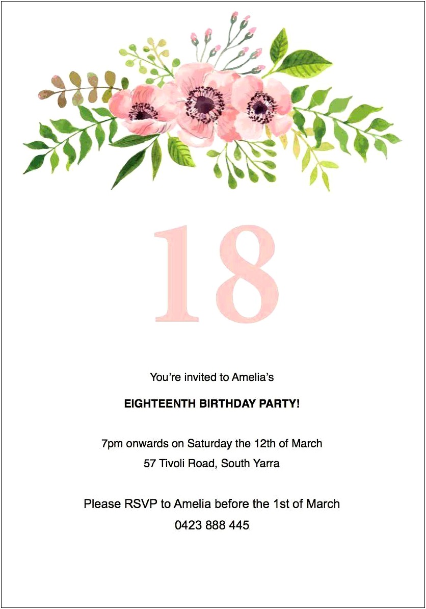 18th Birthday Party Invitations Templates Free