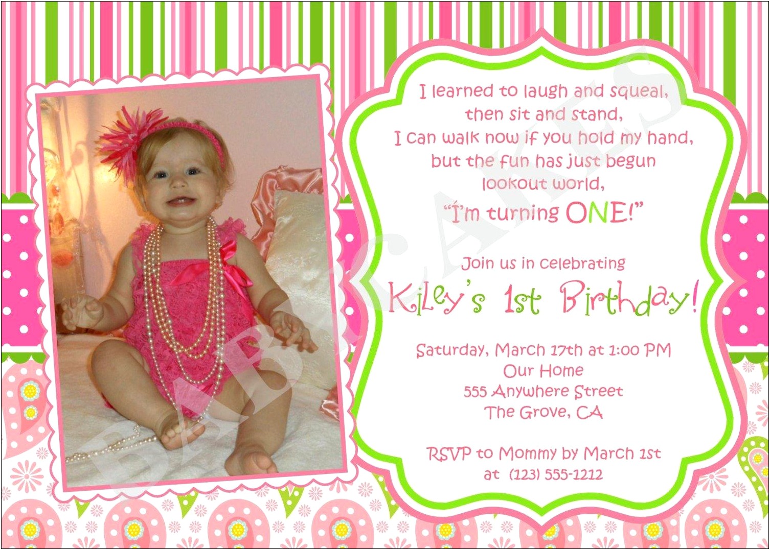 1st Birthday Invitation Template Free For Baby Boy
