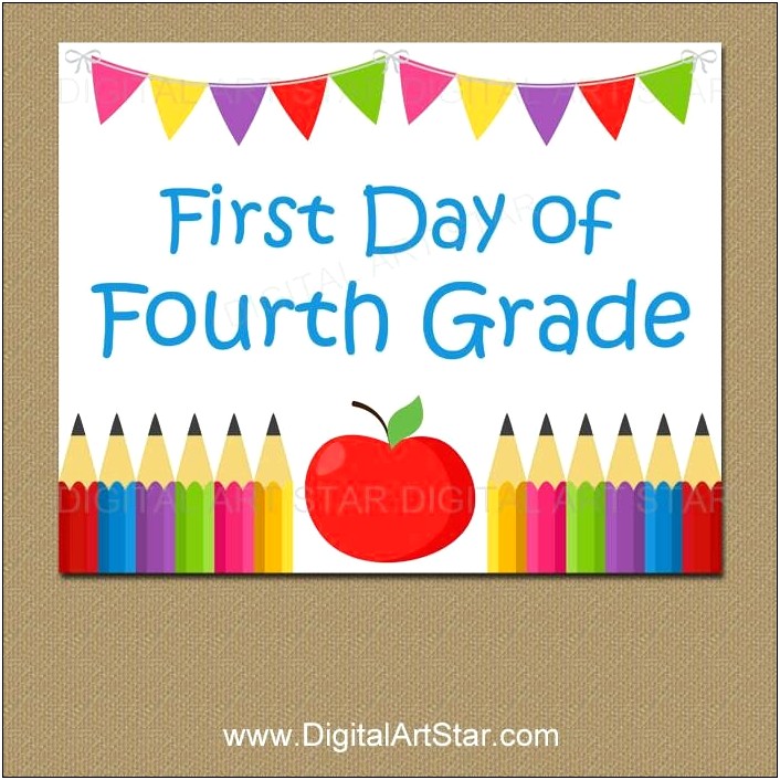 1st Day Of 4th Grade Sign Template Free