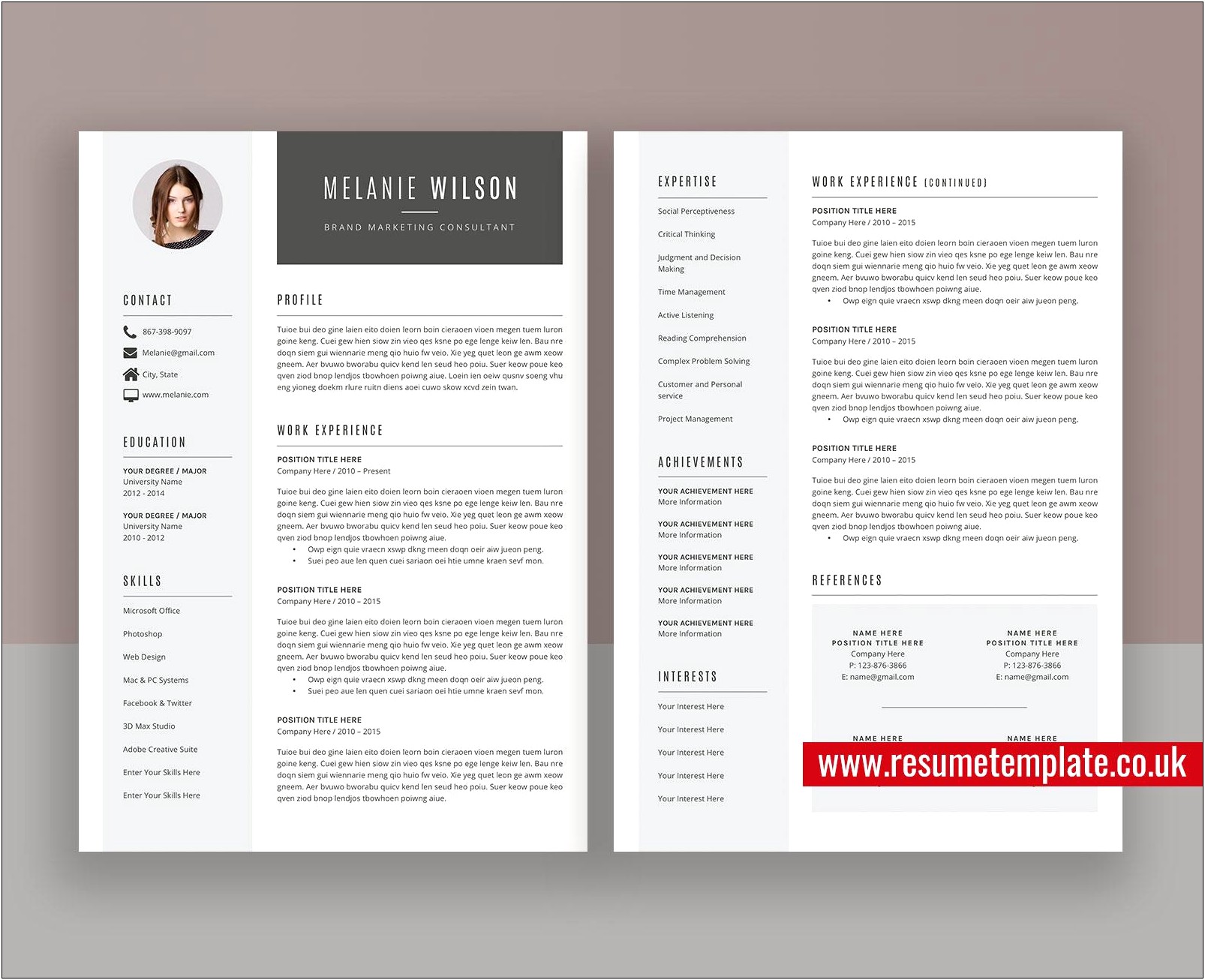 2 Page Cv Template Word Free Download