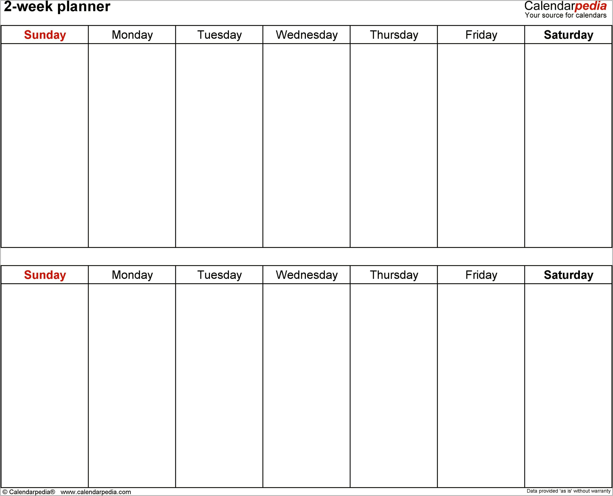 2 Page Weekly Planner Template For Word Free
