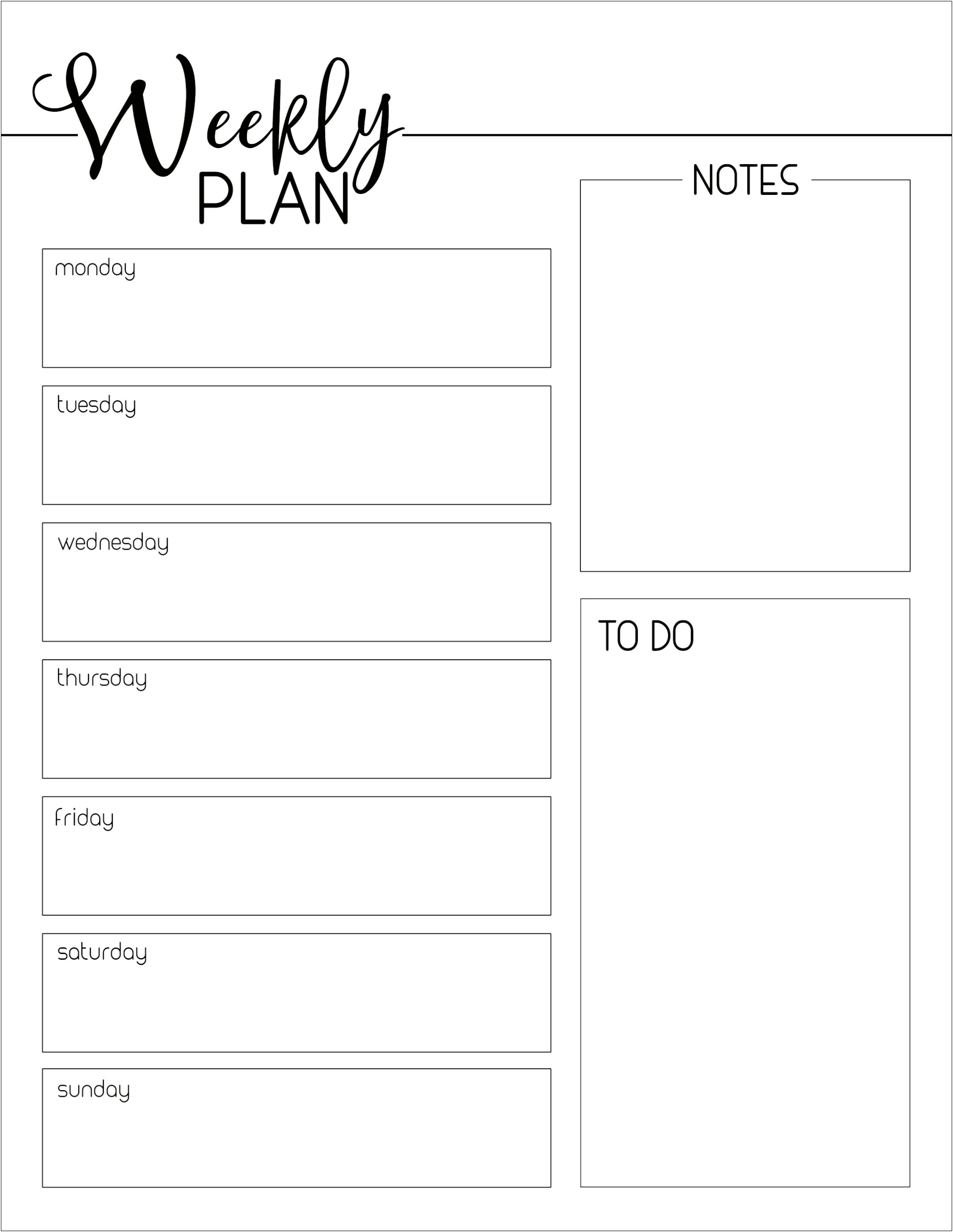 2 Page Weekly Planner Template Free