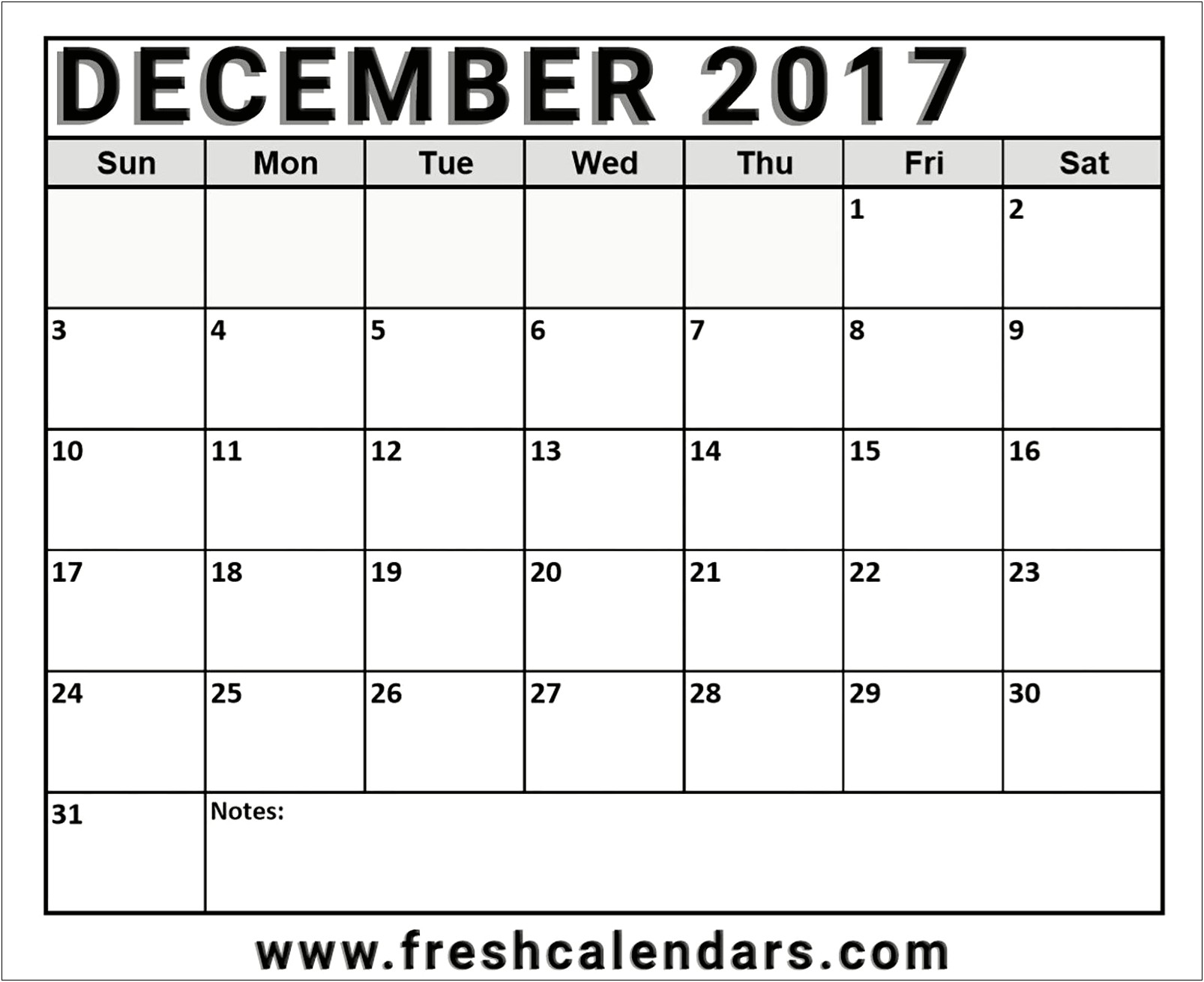 2017 Calendar Template Word Free With Holidays