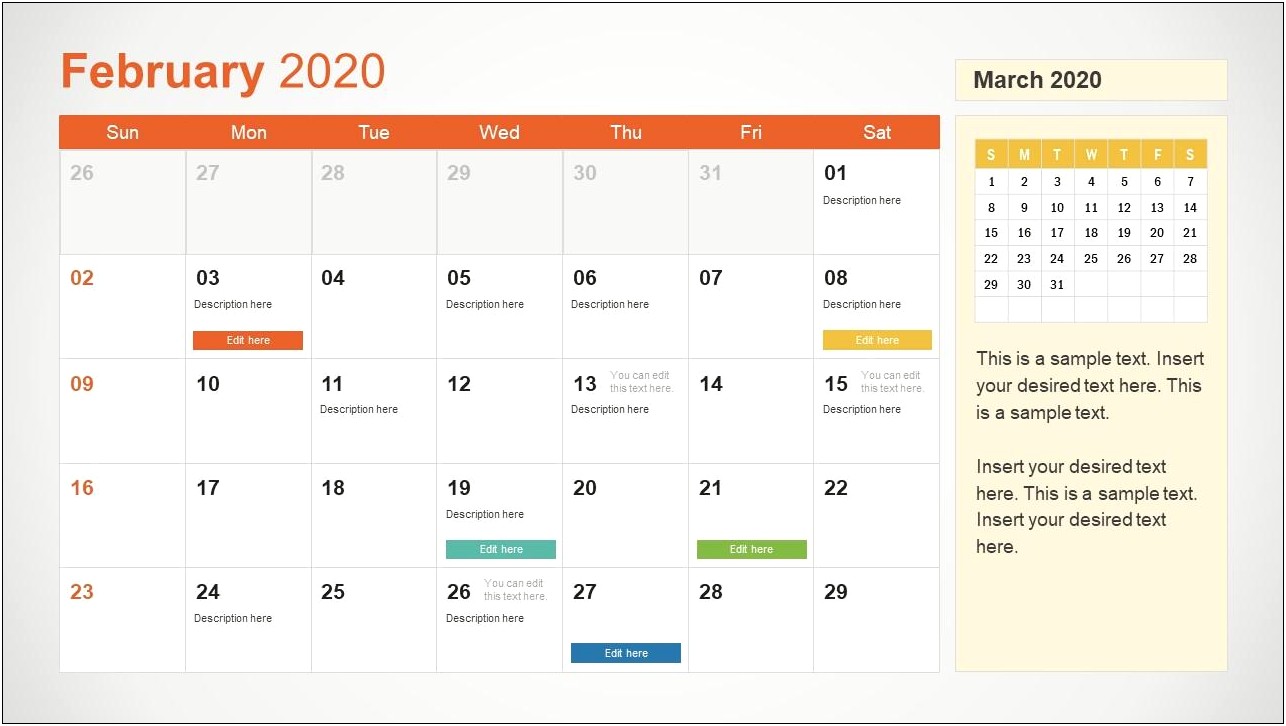 2018 Power Point Calendar Template Download Free