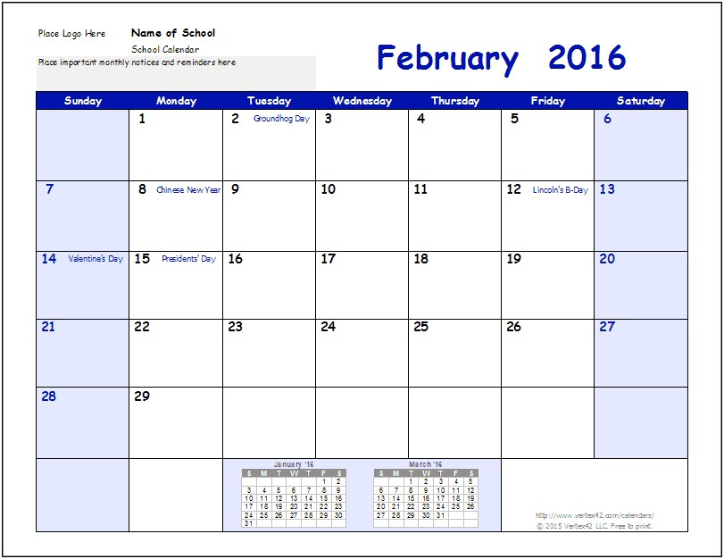 2019 2020 Free Printable School Year Calendar Templates