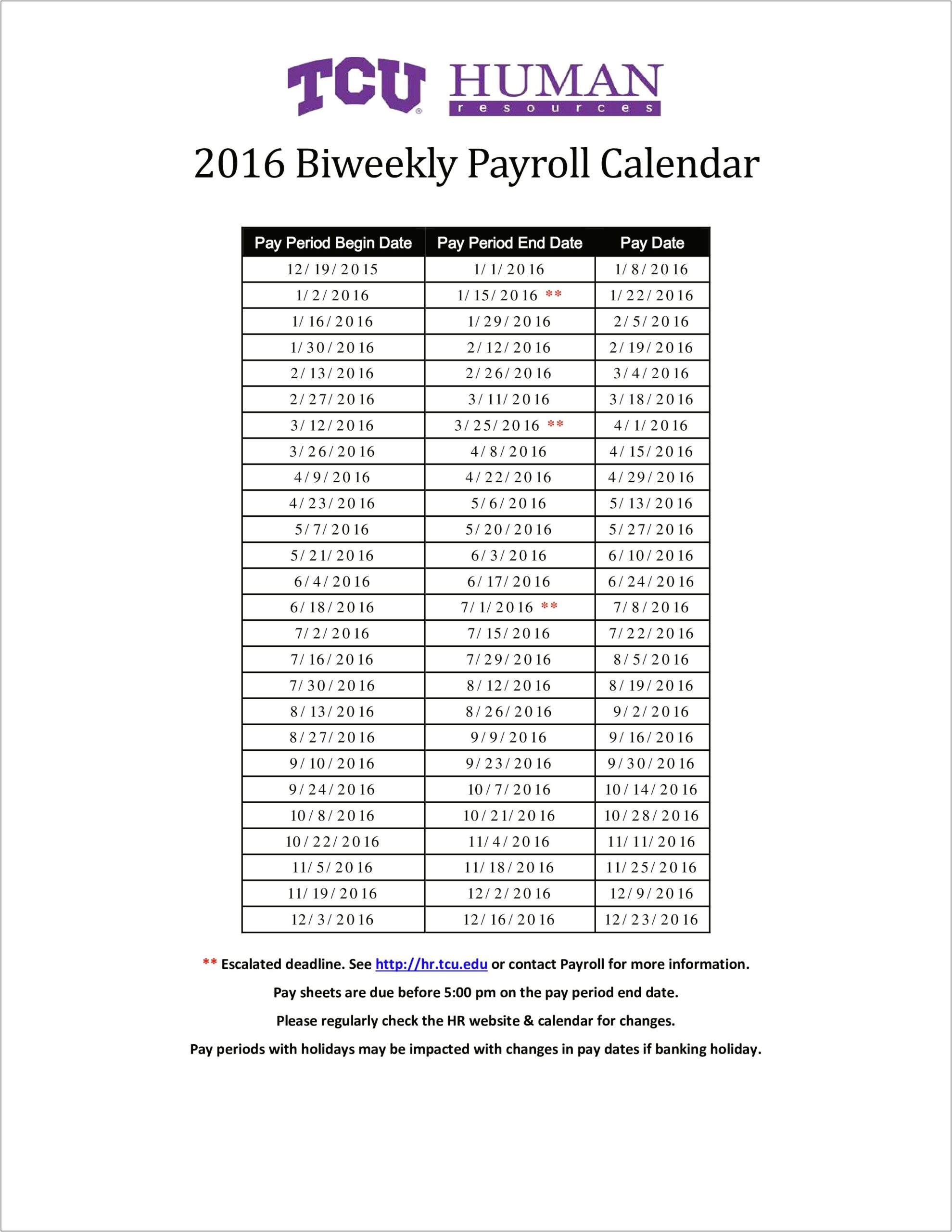 2019 Biweekly Payroll Calendar Template Free