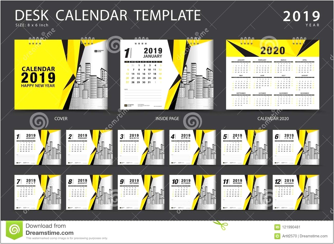 2019 Desk Calendar Template Free Download