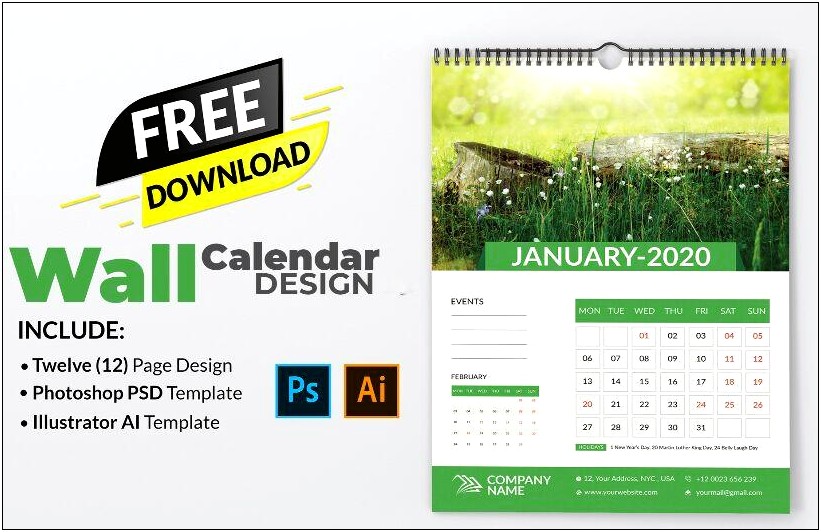 2019 Free Printable Vertical Calendar Templates