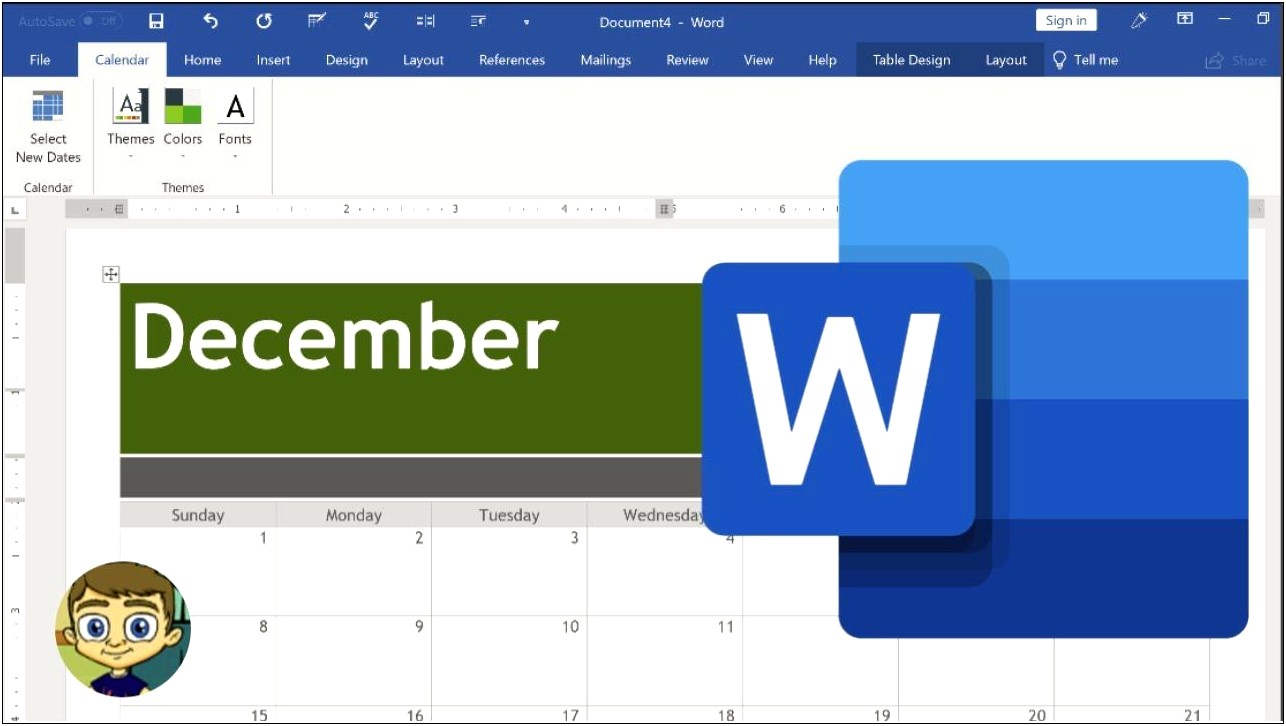 2020 Basic Calendar Template Word Free