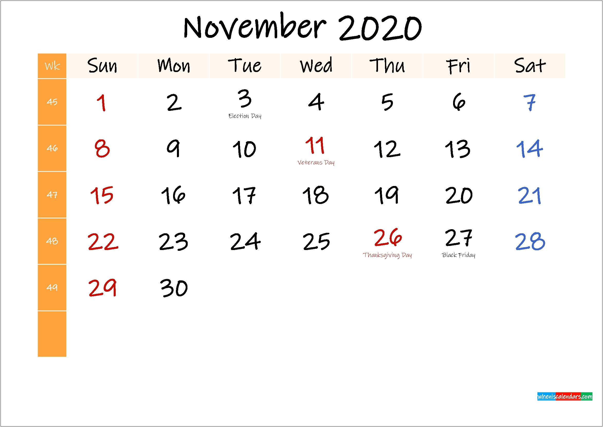 2020 Monthly Calendar Template Word Free