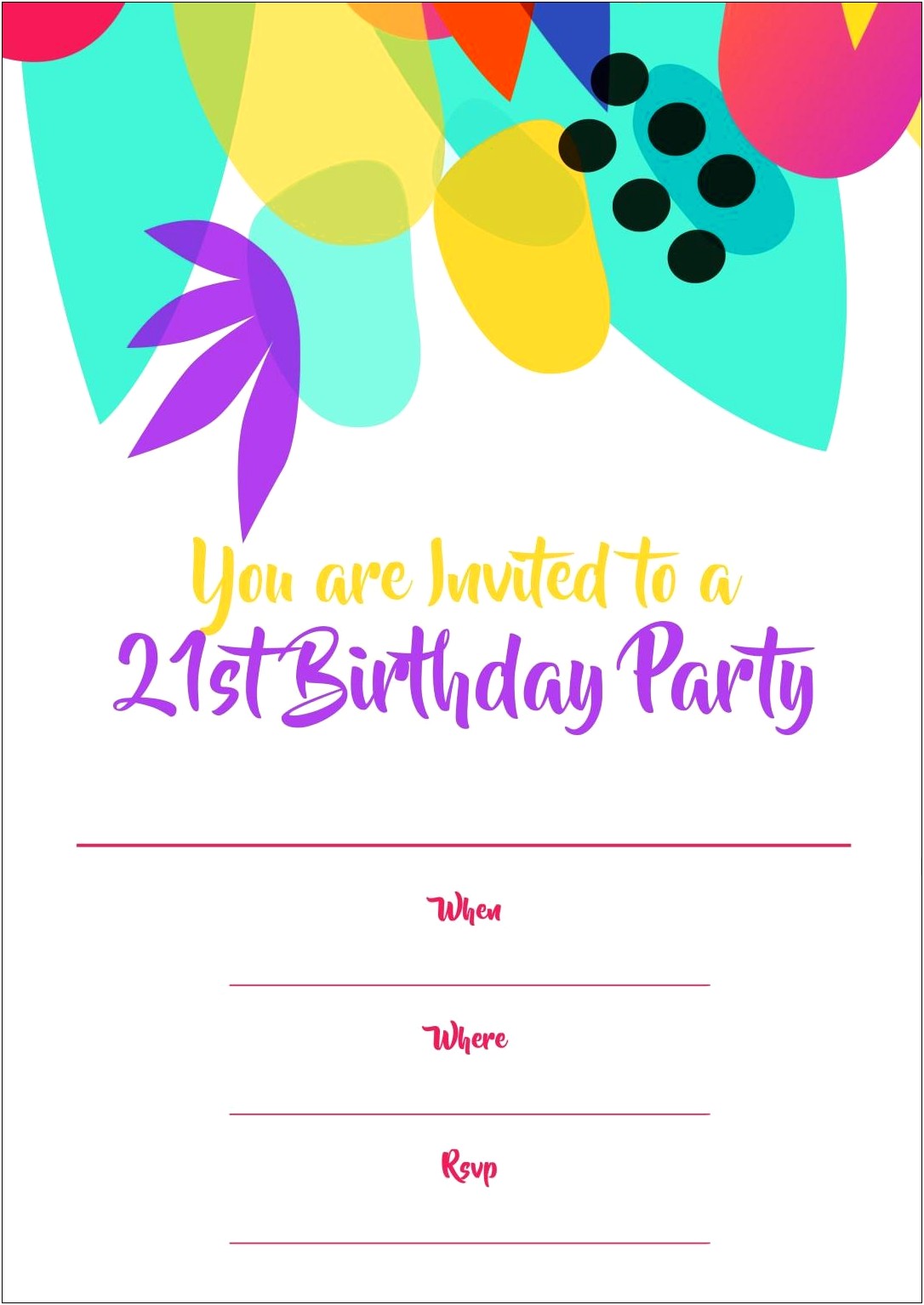 21st Birthday Party Invitations Free Templates