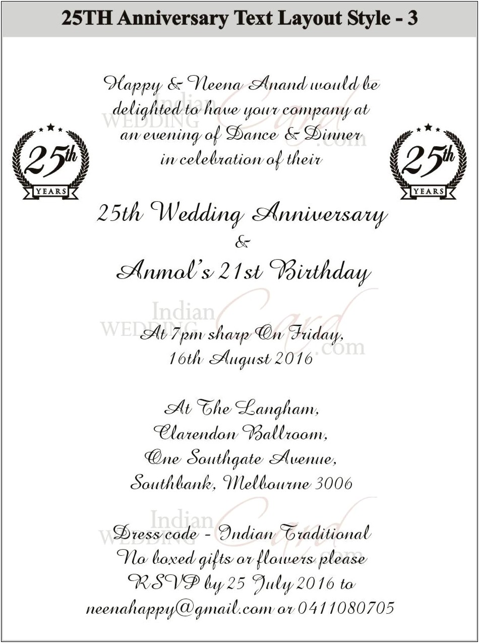 25th Wedding Anniversary Invitation On Whatsapp