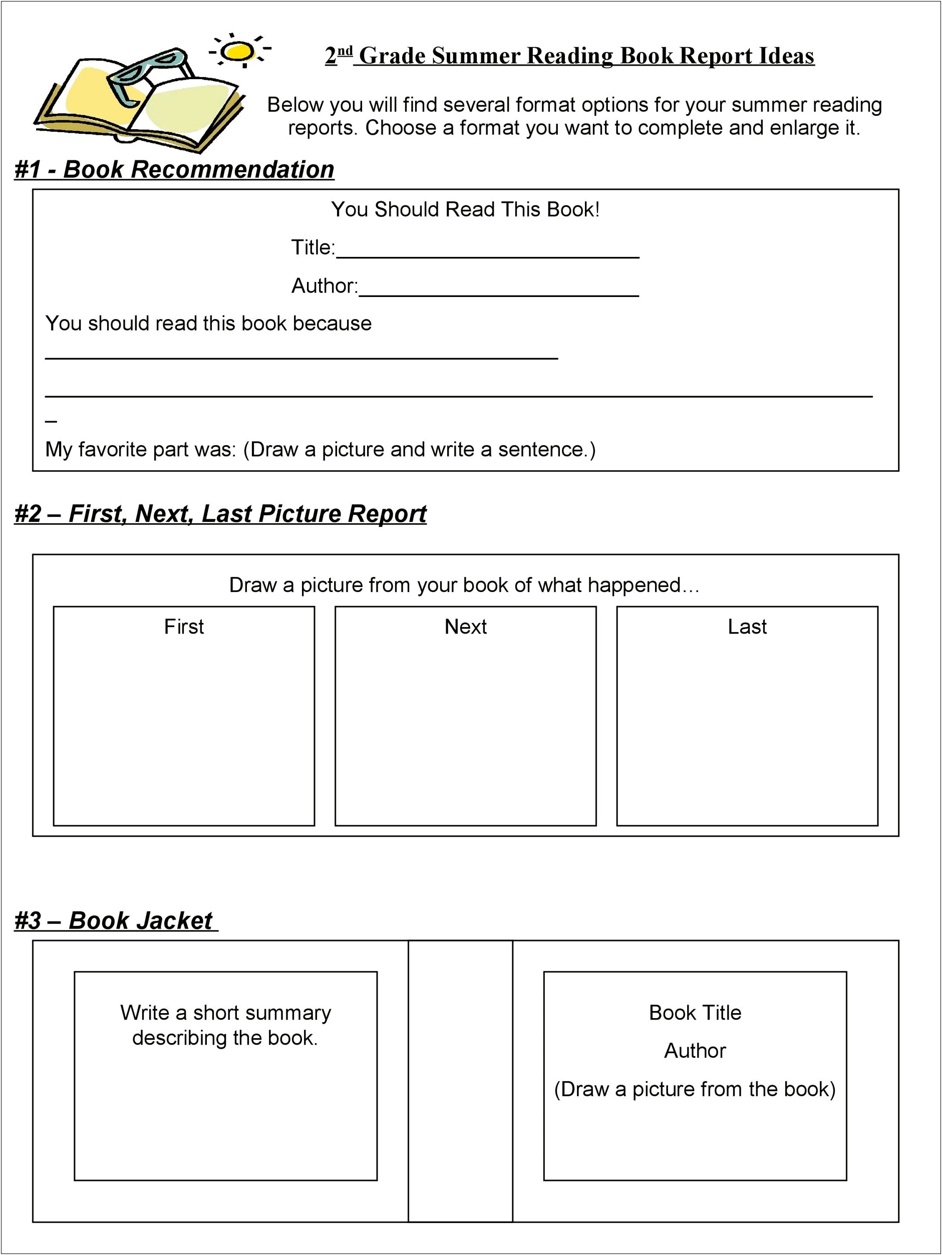 2nd Grade Book Report Template Free Printable