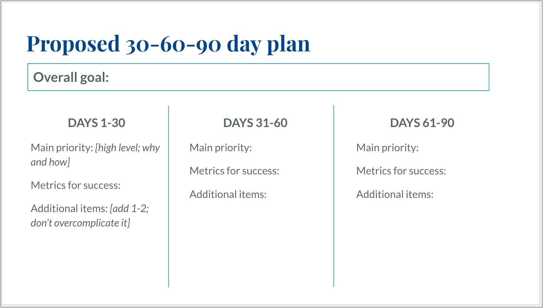 30 60 90 Day Sales Plan Free Template
