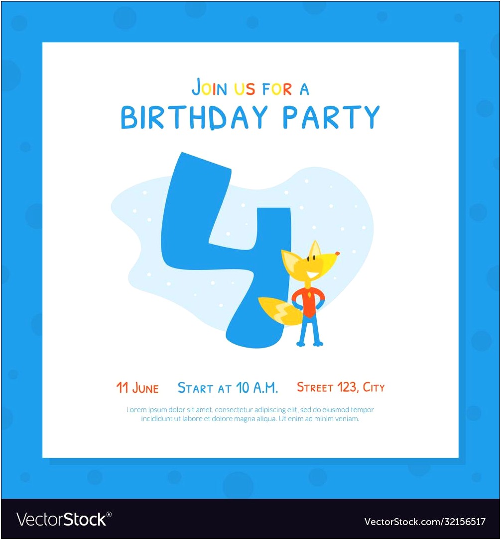 4th Birthday Party Invitations Templates Free Download