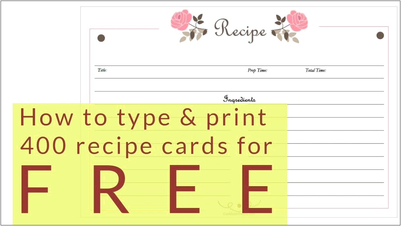 4x6 Recipe Card Templates Download Free
