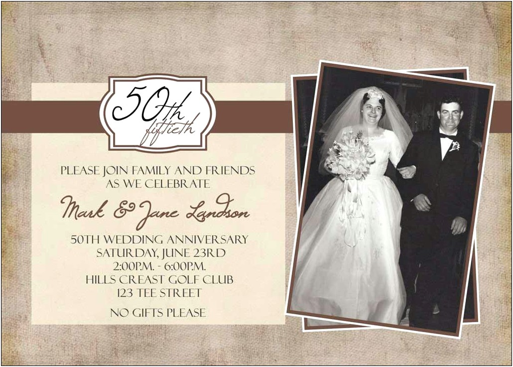 50th Wedding Anniversary Invitation Cards Free Printable