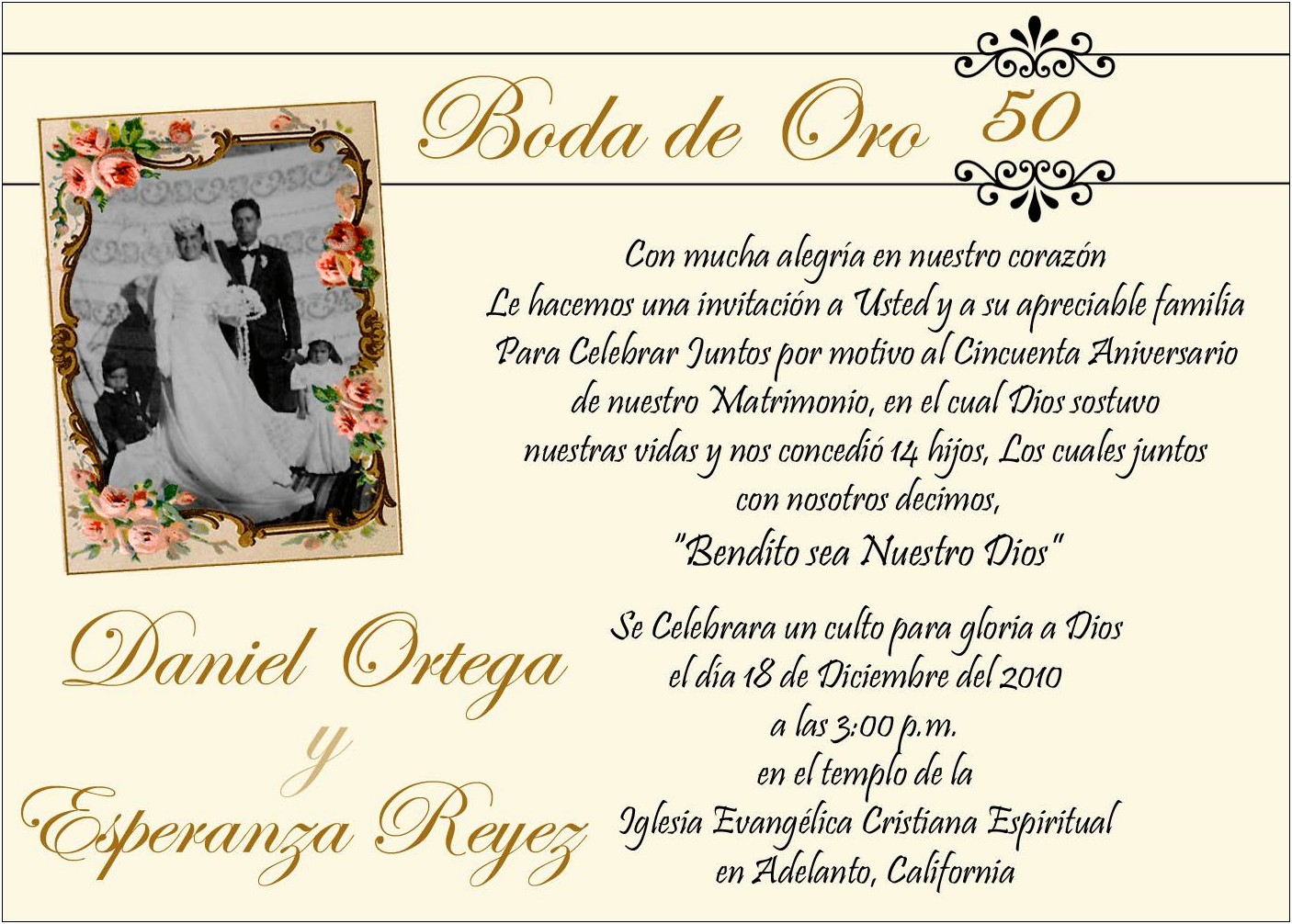 50th Wedding Anniversary Invitation Wording In Spanish
