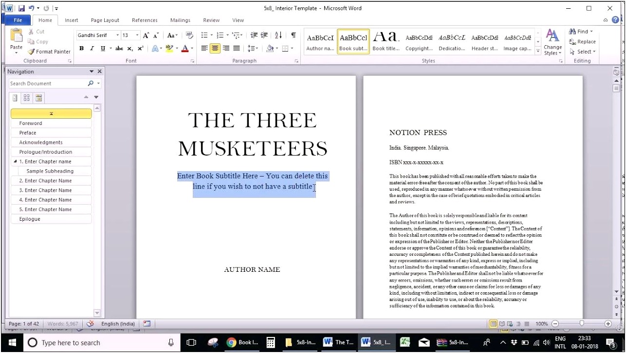 5x8 Template Free For Microsoft Word
