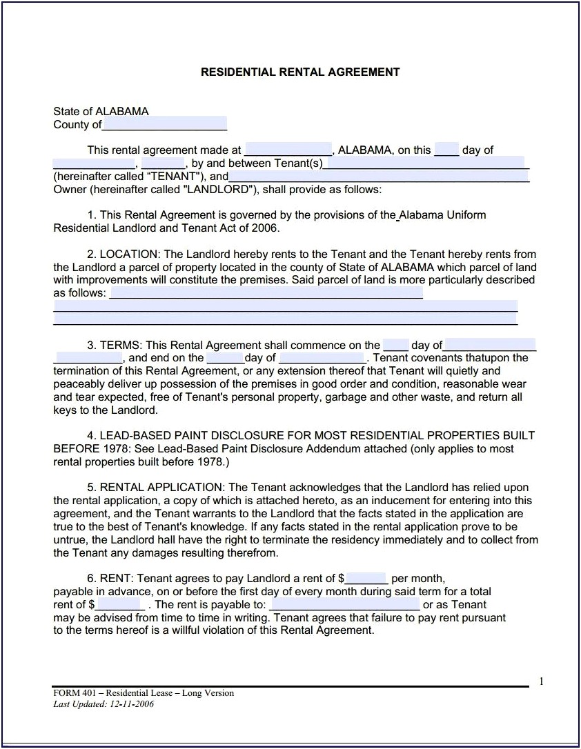 6 Month Lease Agreement Template Free