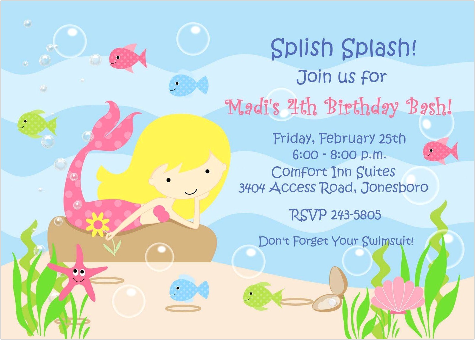 8th Birthday Party Invitation Template Free