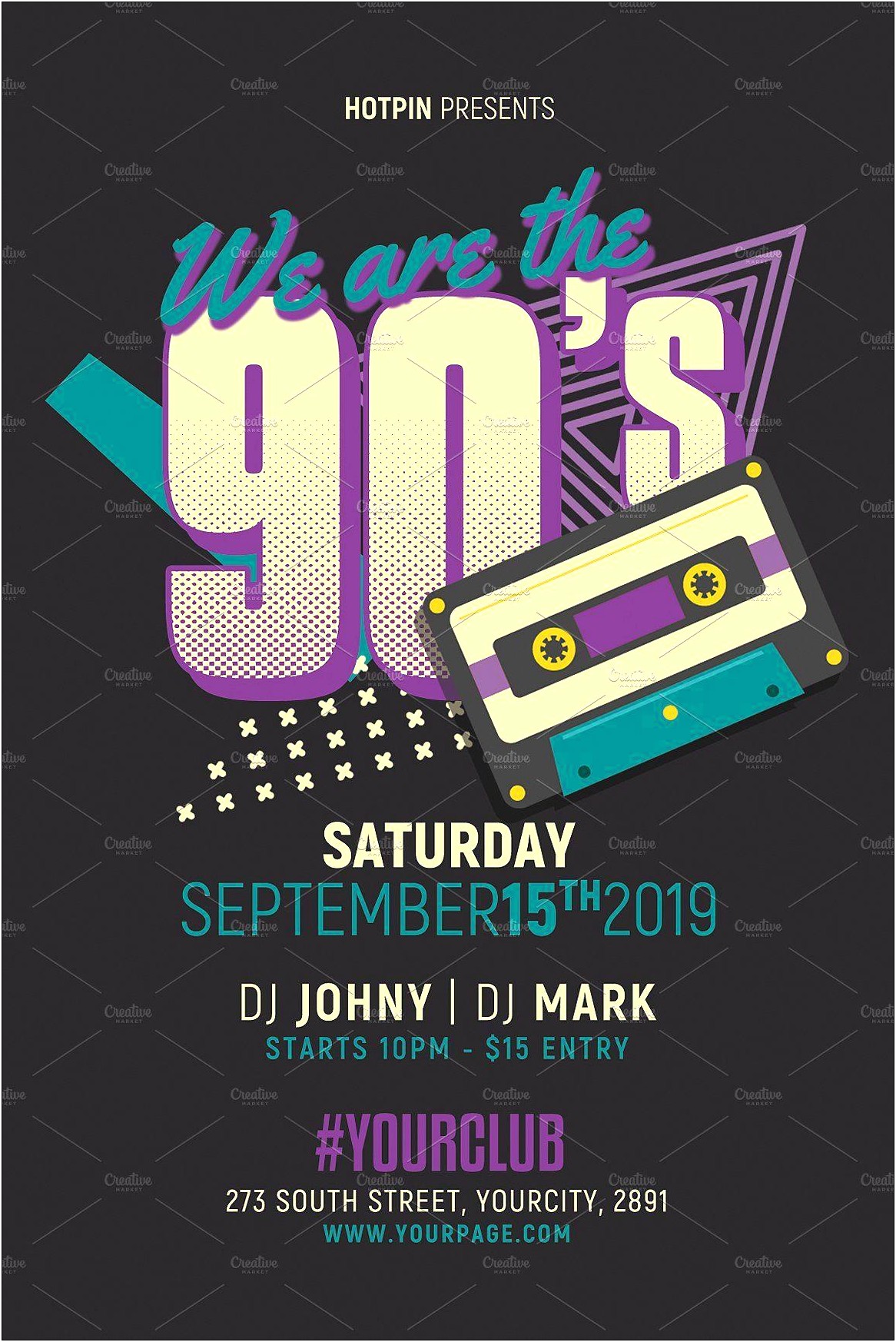 90s Party Flyer Template Free Osd