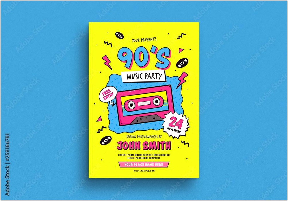 90s Party Flyer Template Free Psd