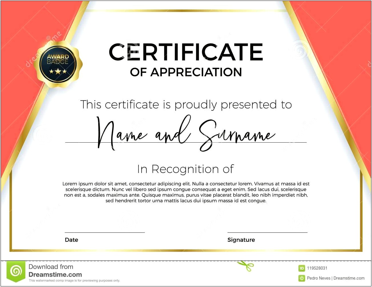 A Certificate Of Appreciation Template Free