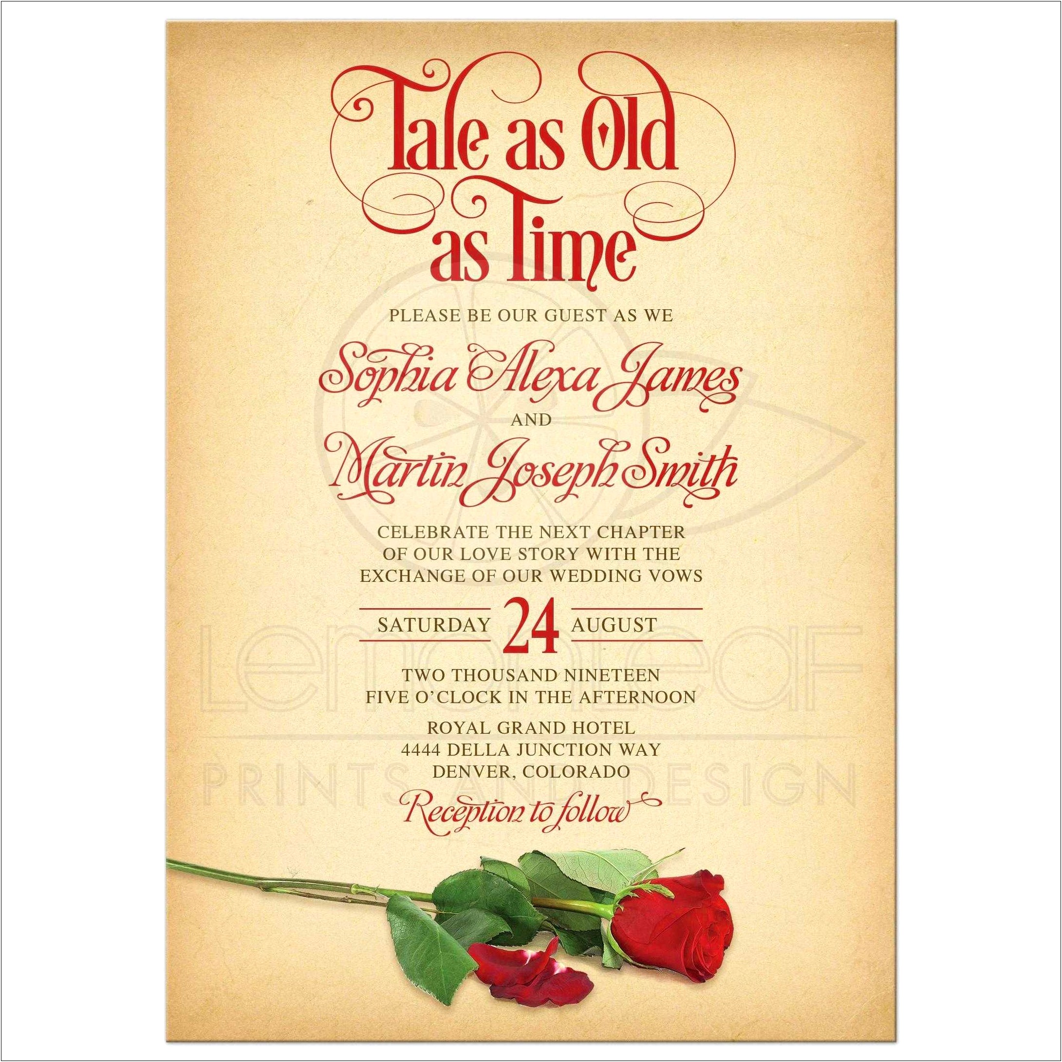 A Tale As Old As Time Wedding Invitations