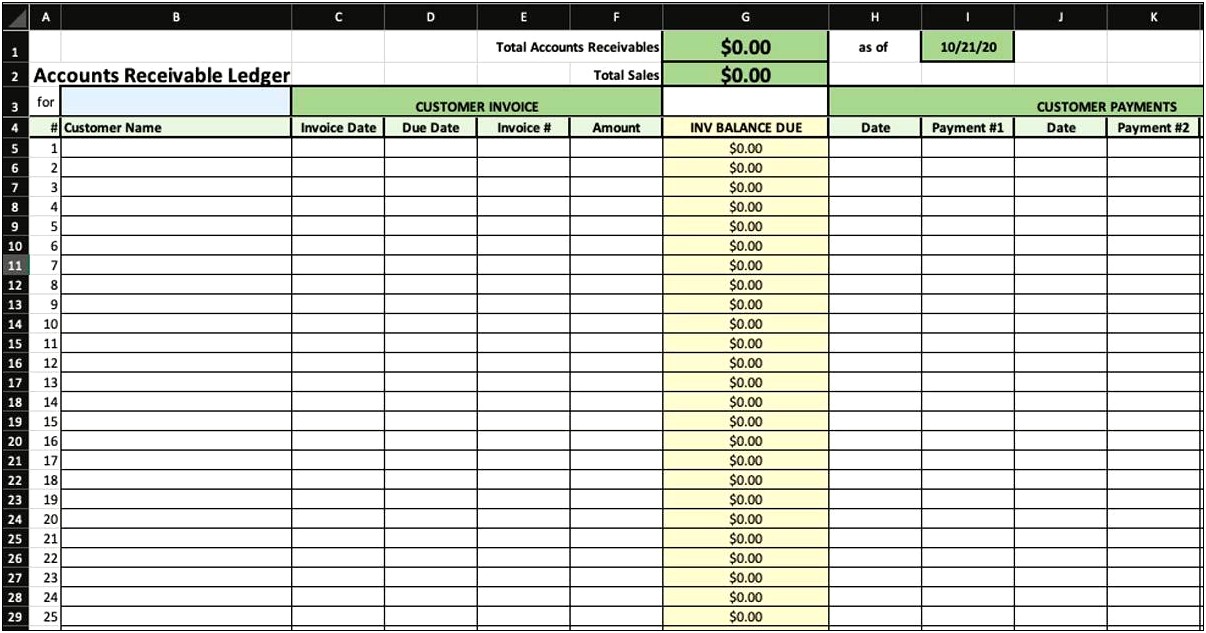 Accounts Receivable Excel Spreadsheet Template Free