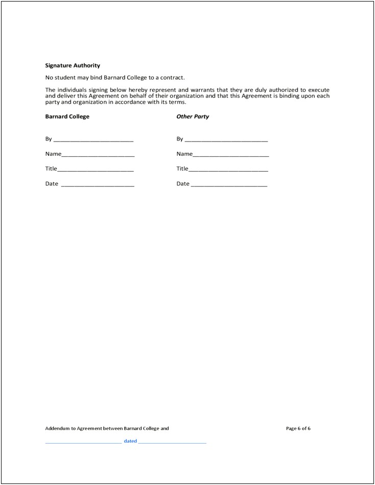 Addendum To Contract Pdf Free Template