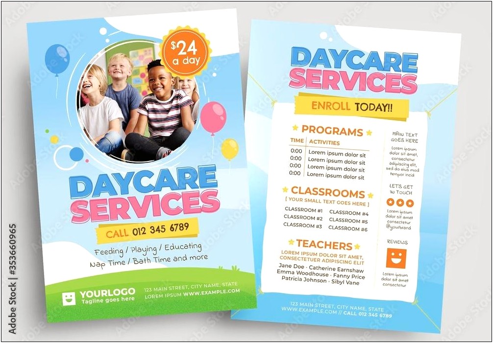 Advertising Free Printable Daycare Flyer Templates