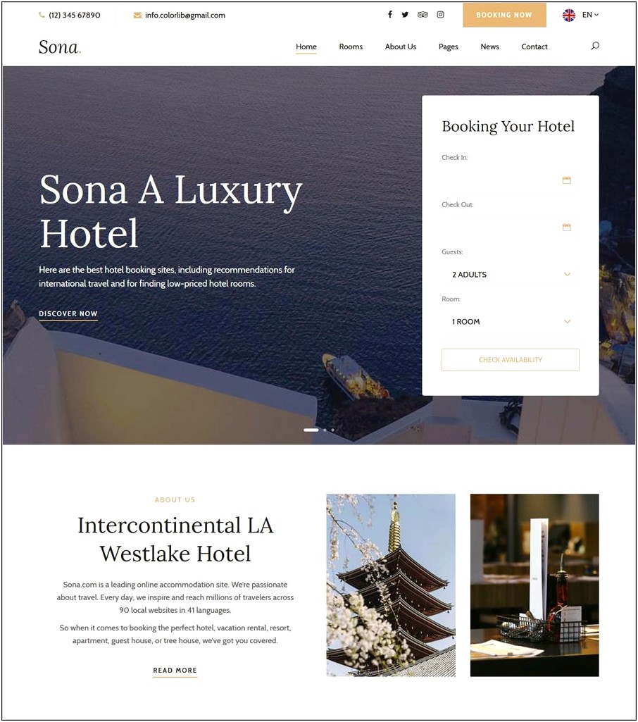 Aegean Resort Responsive Hotel Template Free Download
