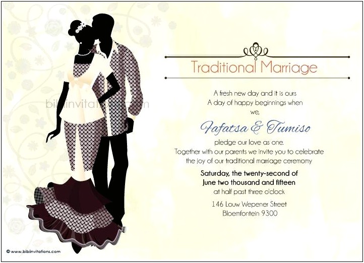 African Traditional Wedding Invitations Templates Free