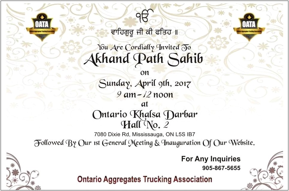 Akhand Path Invitation Template Free Download