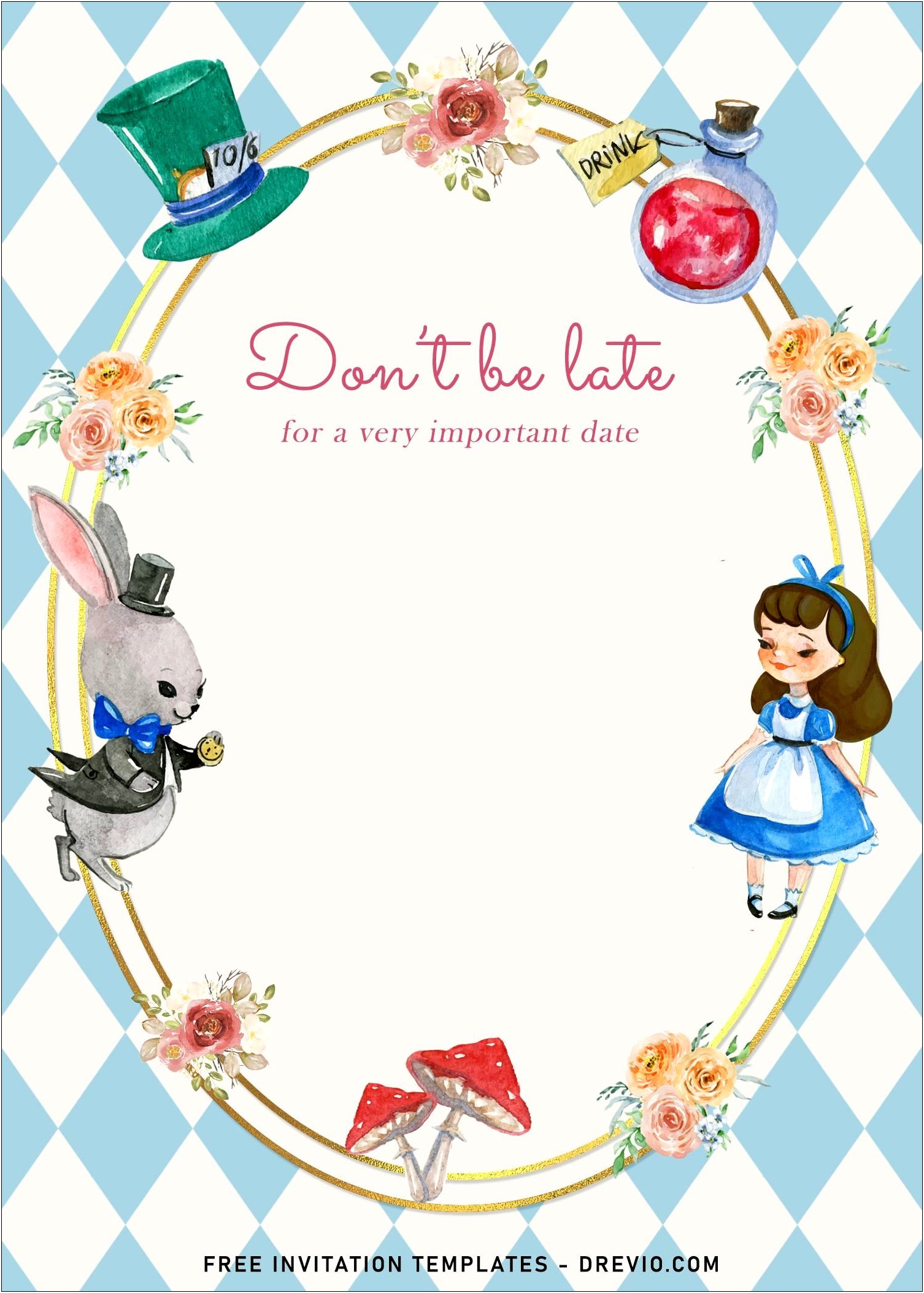 Alice In Wonderland Tea Party Invitation Template Free