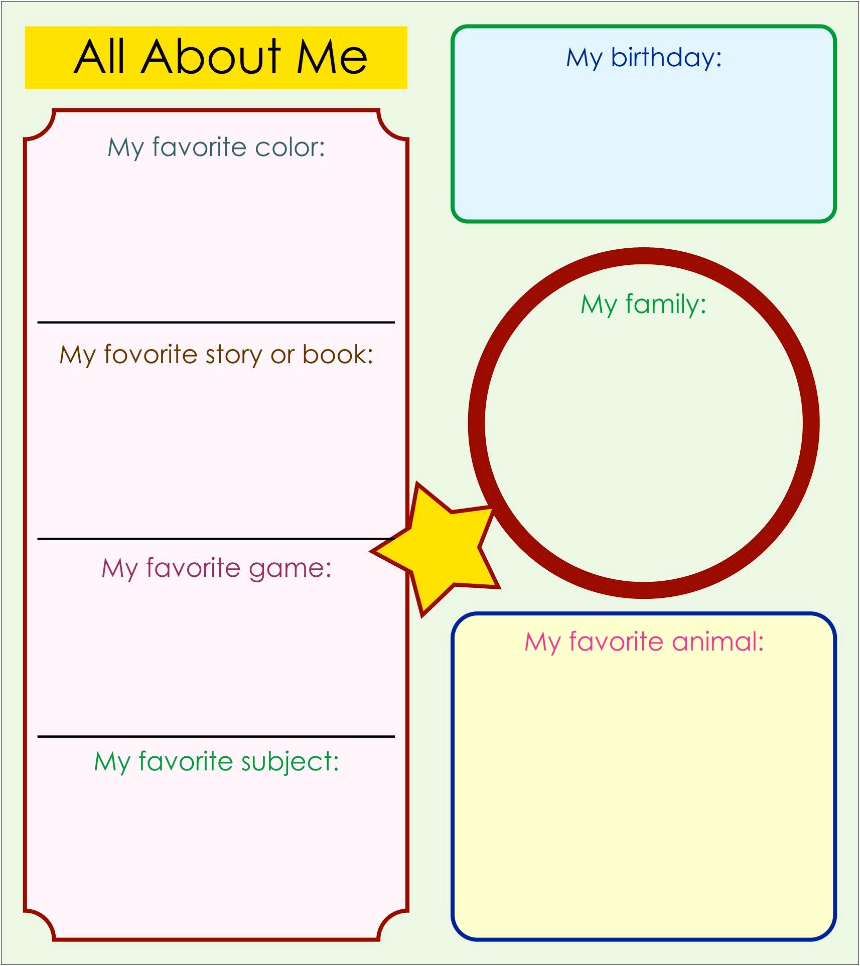 All About Me Book Template Free