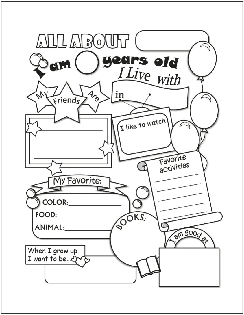 All About Me Worksheet Free Template