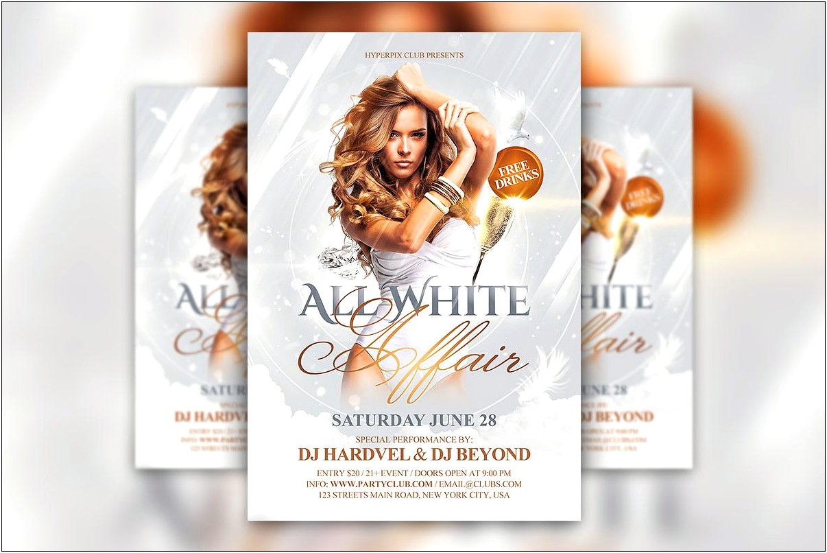 All White Party Flyer Template Psd Free Download