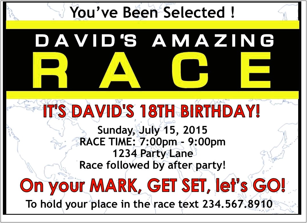 Amazing Race Birthday Invitation Template Free