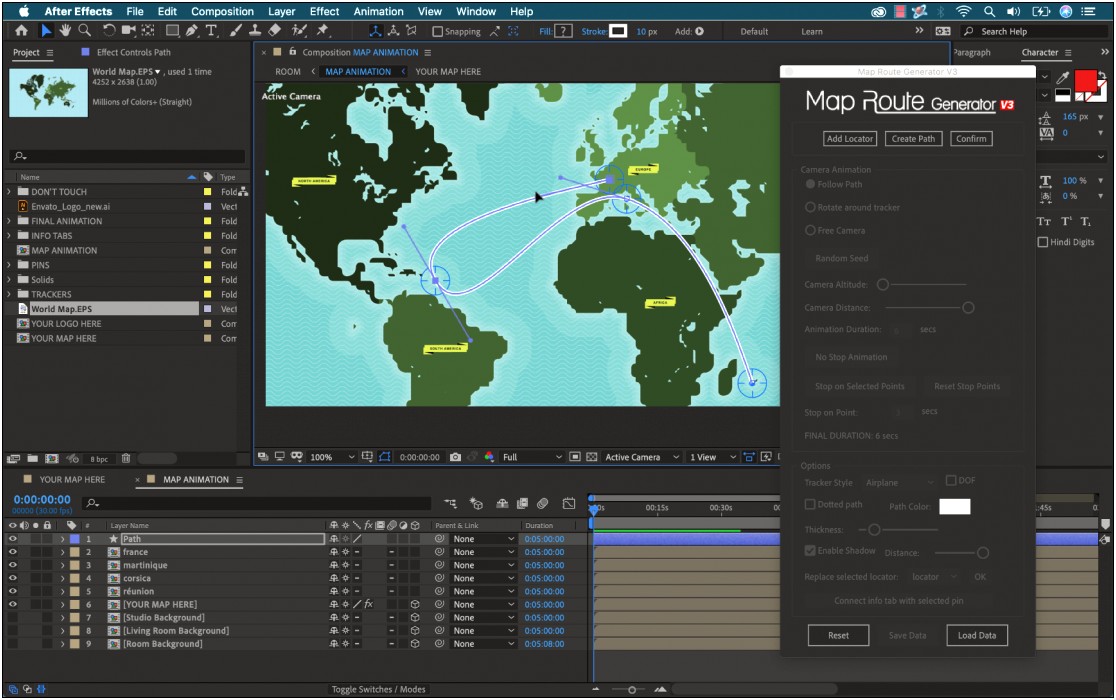 Animated Map Path After Effects Template Free Download