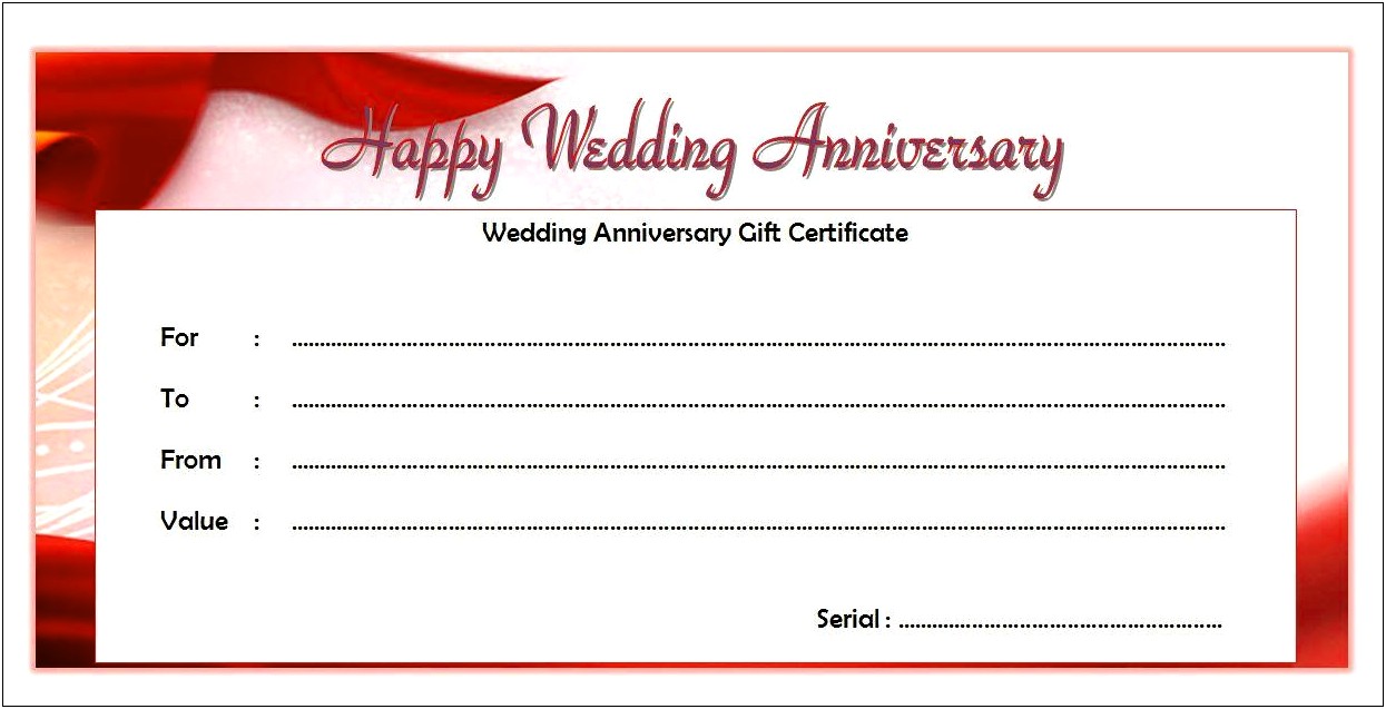 Anniversary Gift Certificate Templates Free Download