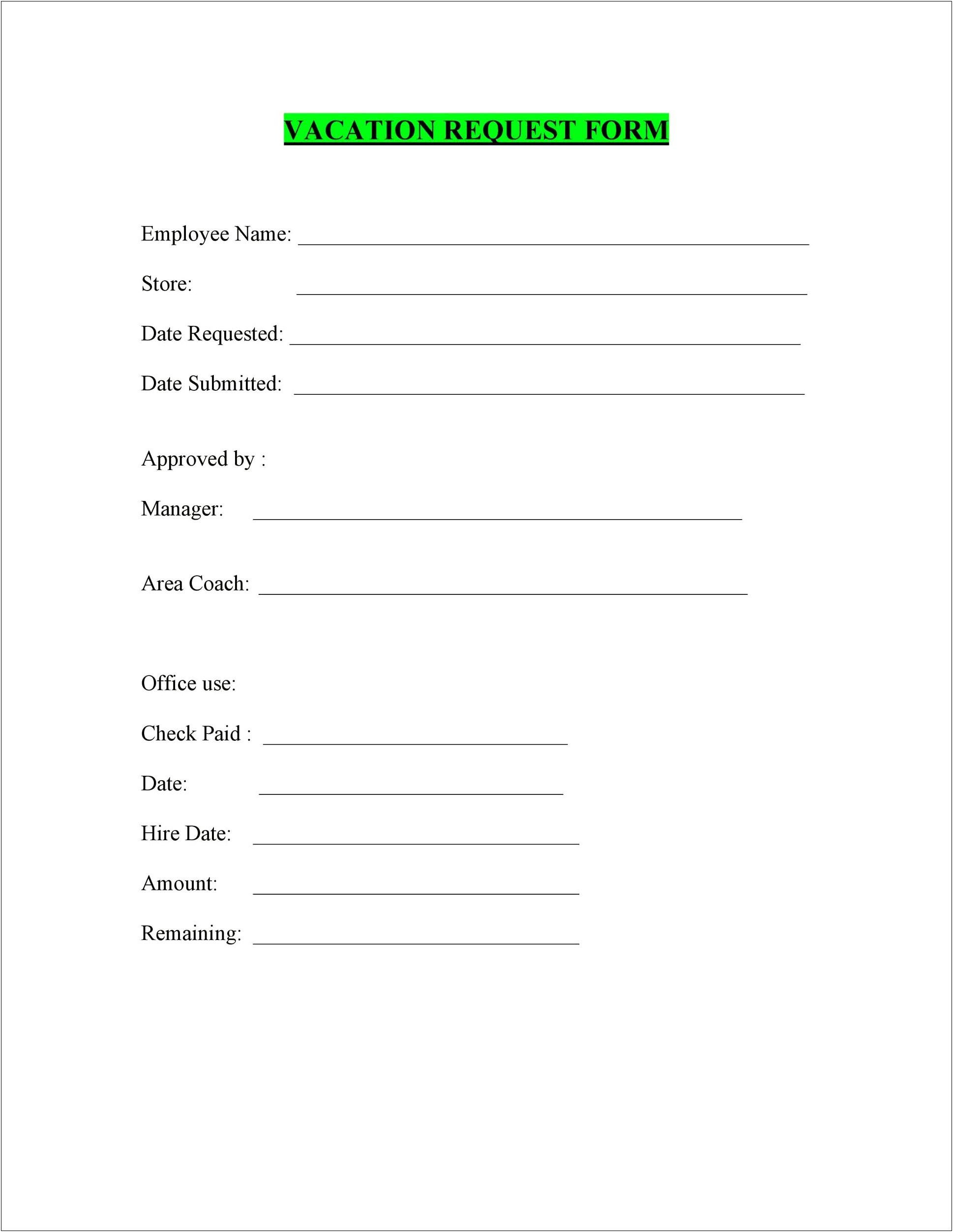 Annual Leave Request Form Template Free