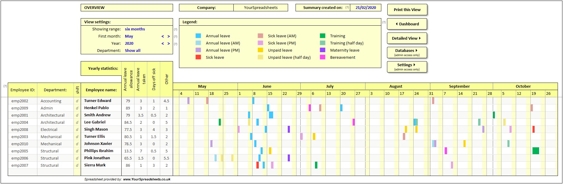 Annual Leave Tracker Excel Template Free