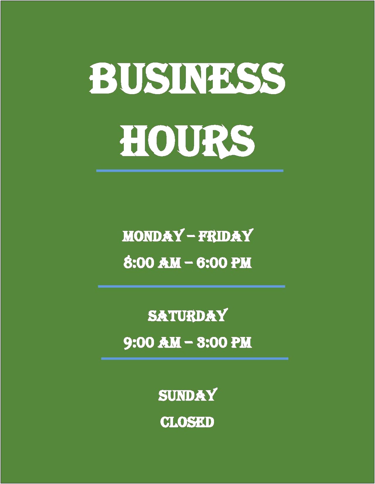 Apartment Manager Office Hours Sign Template Free